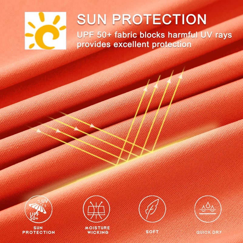 Willit Men's Sun Shirts UPF 50+ Rash Guard Long Sleeve Sun Protection Hoodie SPF UV Fishing Lightweight Athletic Running Tangerine XXL - Image 5